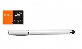 Ручка шариковая TZ металлическая, со стилусом для сенсорных экранов, белый корпус